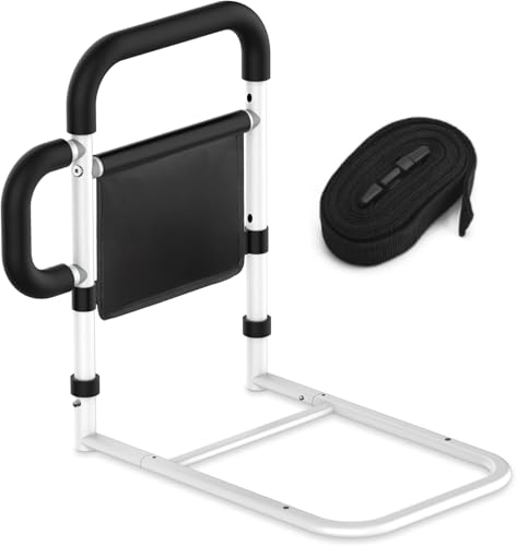 SANEWE Sponda Letto Anziani con Braccioli Rimovibili–Sponde Letto Anziani con Cinghie di Fissaggio,Borsa Portaoggetti,Adatto a Letti King/Queen/Full/Twin,Supporto Medio fino 160 kg