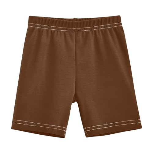 CHIFIGNO Girl's Cartwheel Shorts Breathable Bike Shorts Kids Under Dress Dance Short Coconut Brown Size 8