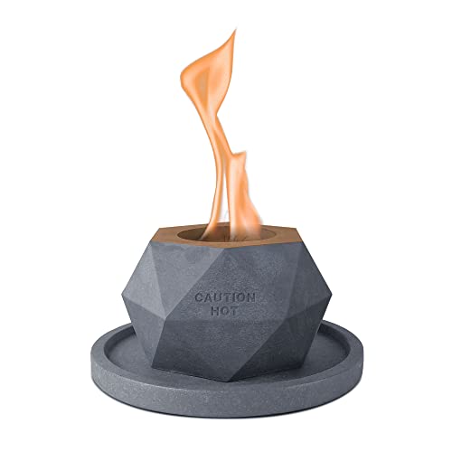 Kante Concrete Tabletop Fire Pit with 7.2" Dark Gray Base, Ethanol Fire