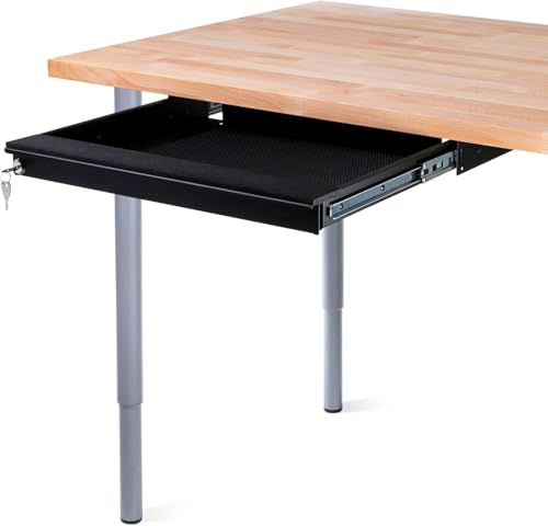 Penn Elcom Laptop Security Drawer 450mm (17.72") | Lockable Steel Under-Desk Drawer with Cable Access | Fits Laptops up to 17" | Black