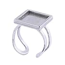 Reidgaller 8pcs Stainless Steel Fit 12mm Square Cabochon Ring Base Settings Diy Bezel Blanks For Rings Jewelry Making