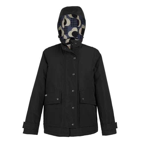 Regatta Womens Orla Kiely Mid Length Waterproof Jacket - Black Rain Cloud - 6