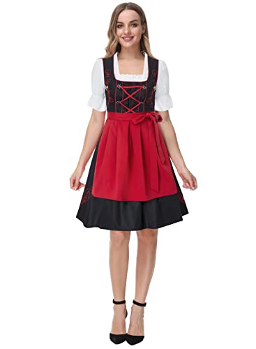 Jasambac Women's Oktoberfest Costumes Plus Size Adult Traditional Bavarian Beer Girl German Dirndl Dress Red Xxl #TOP1