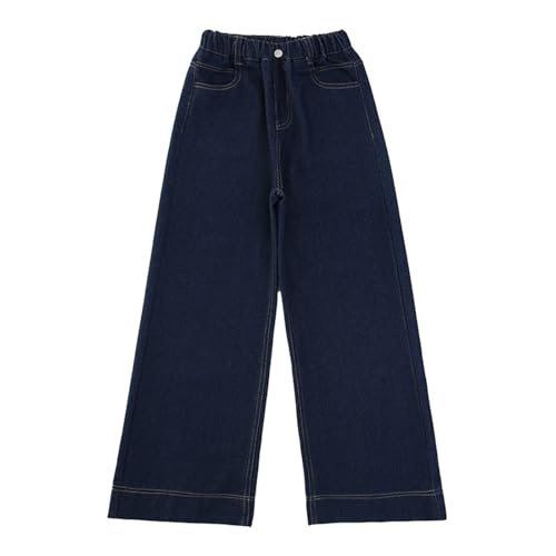 Baggy Jeans for Girls Wide Leg Elastic High Waisted 𝐕intage Pants Fall Straight Leg Denim Trousers with Pokets
