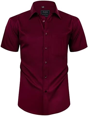 siliteelon Herren Kurzarm Hemden Casual Regular Fit Bügelfrei Business Hemd Faltenfrei Formales Hemd mit Tasche
