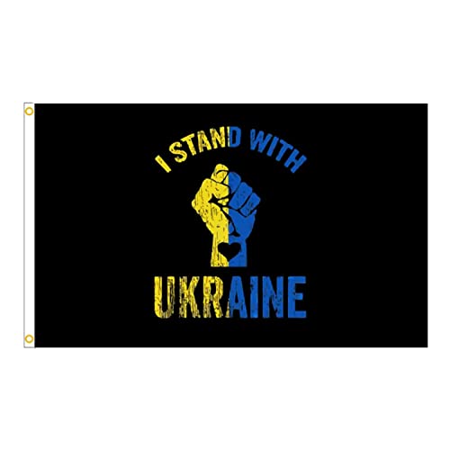 LUOSFUH Stop War I Stand with Ukraine Stop-Aggression Bandera de Ucrania 90 x 150 cm/3x5Ft Exterior Interior(1) Cover
