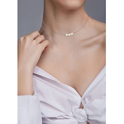 Pearl Necklace 925 Sterling Silver Pearl Collar Choker Necklace For Women Jane Birthstone Jewelry Necklace Handmade Necklace With 3 Dainty Real Pearl Healing Gem Gift For Mother Teen Girls Friends #TOP4