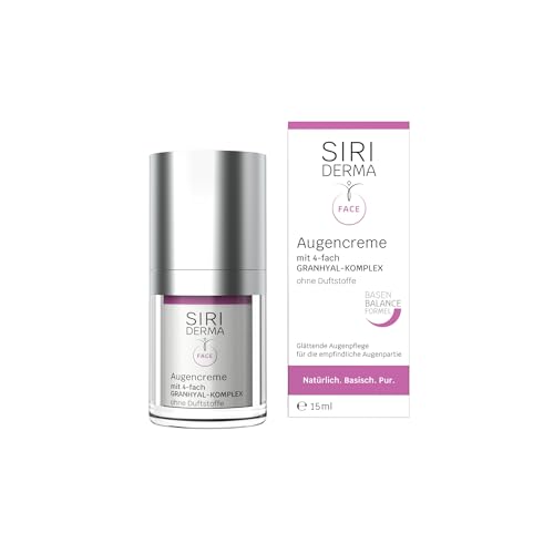 SIRIDERMA Augencreme | Mit Hyaluron | Glättende, basische Pflege für sensible Haut | Auch bei Rosacea, Neurodermitis und Psoriasis (ohne Parfum)