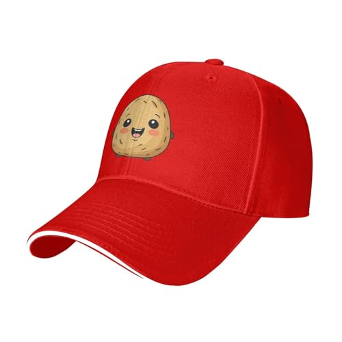 Kawaii Potato Stylish Baseball Cap Cowboy Hat Fashionable for Man Woman Adjustable Red