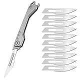 11 Stück Mini Klappmesser, Skalpell Klappmesser mit 10 Ersatzklingen Schnitzmesser, tragbares Taschenmesser für Kartonöffnen, DIY Arbeiten, feine Schnitzereien, Outdoor Nutzung, robustes Design mit si