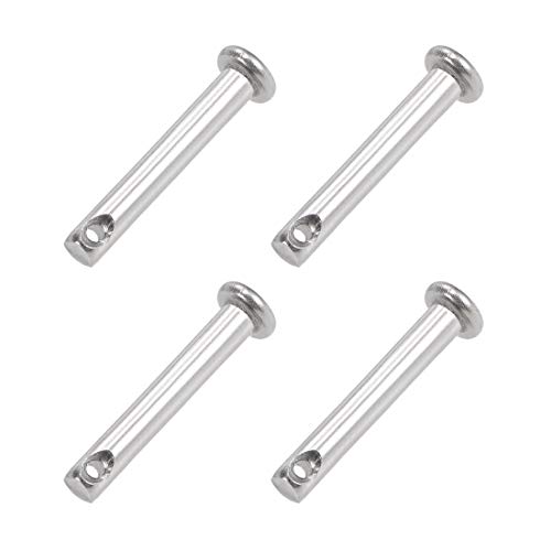 uxcell Single Hole Clevis Pins - 4mm X 25mm Flat Head 304 Stainless Steel Link Hinge Pin 4Pcs