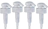 Pump Dispensers | Set of 4 White Pumping Caps | 1 Gallon Containers | Leak Proof & Rust Proof for Hand Sanitizer, Shampoo, Hair Conditioner, Lotion, Mouthwash