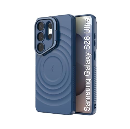 Image of LuxuryKase Shockproof Case for Samsung Galaxy S26 Ultra | Ripple Pattern | Camera Protection | Inner Velvet Fabric Lining | Protective Cover with Enhanced Grip & Wireless Charging Support - Blue