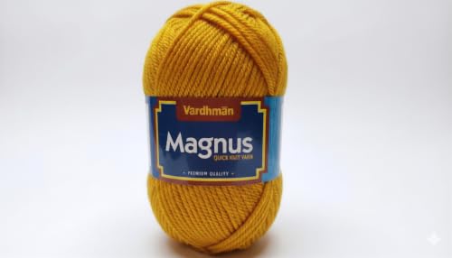 Image of Vardhman Magnus Knitting Yarn 100% Acrylic Bulky 4Ply Yarn (Pack of 1 Ball - 100g) - Knitting & Crochet Yarn for Winter Sweaters, Scarves, Blankets | Hypoallergenic, Hand Wash - Gold
