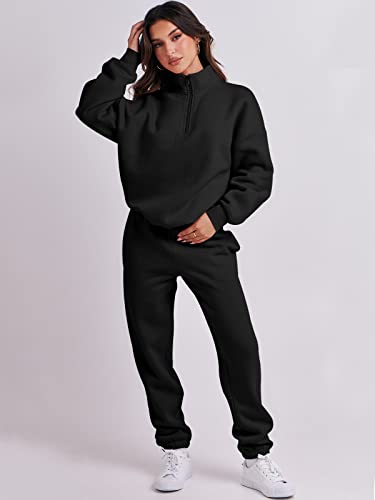 Prinbara Womens Oversized Half Zip Pullover Long Sleeve Sweatshirt Jogger Pants Lounge Sets Teen Girls 2 Piece Outfits Sweatsuit With Pockets Fall Y2K Clothes 7Pa76-Heise-S #TOP2