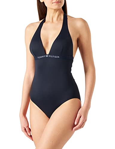 Tommy Hilfiger Damen Badeanzug Neckholder, Blau (Desert Sky), XS