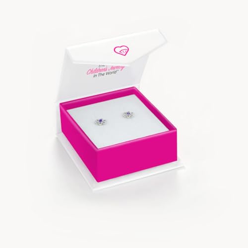 Image of In Season Jewelry CZ Flower Kids Earrings - 925 Sterling Silver Hypoallergenic Earrings for Girls with Secure Screw Backs - Safe & Comfortable for Toddlers, Kids & Little Girls