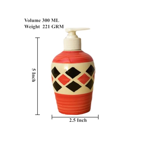 Image of Ceramic Liquid Soap Dispenser, 300 ml, Red Berry | Refillable Pump Bottle for Hand Wash, Lotion, Shampoo & Kitchen Use, 2 Pieces