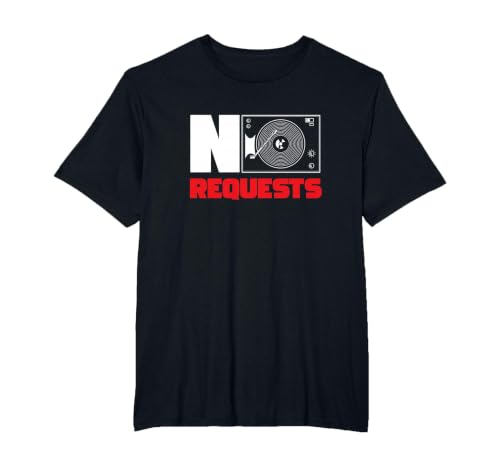 No Requests DJ Deejay Turntable Headphones Party Disco Club T-Shirt, Men's Big and Tall, Black, 3X Tall