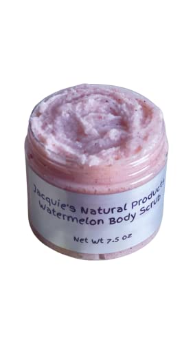Jacquie's Natural Products Watermelon Himalayan Salt Body Scrub 7.5 Oz| Exfoliating Body Polish| Dry Skin Exfoliator| Cellulite Massaging Scrub #TOP9