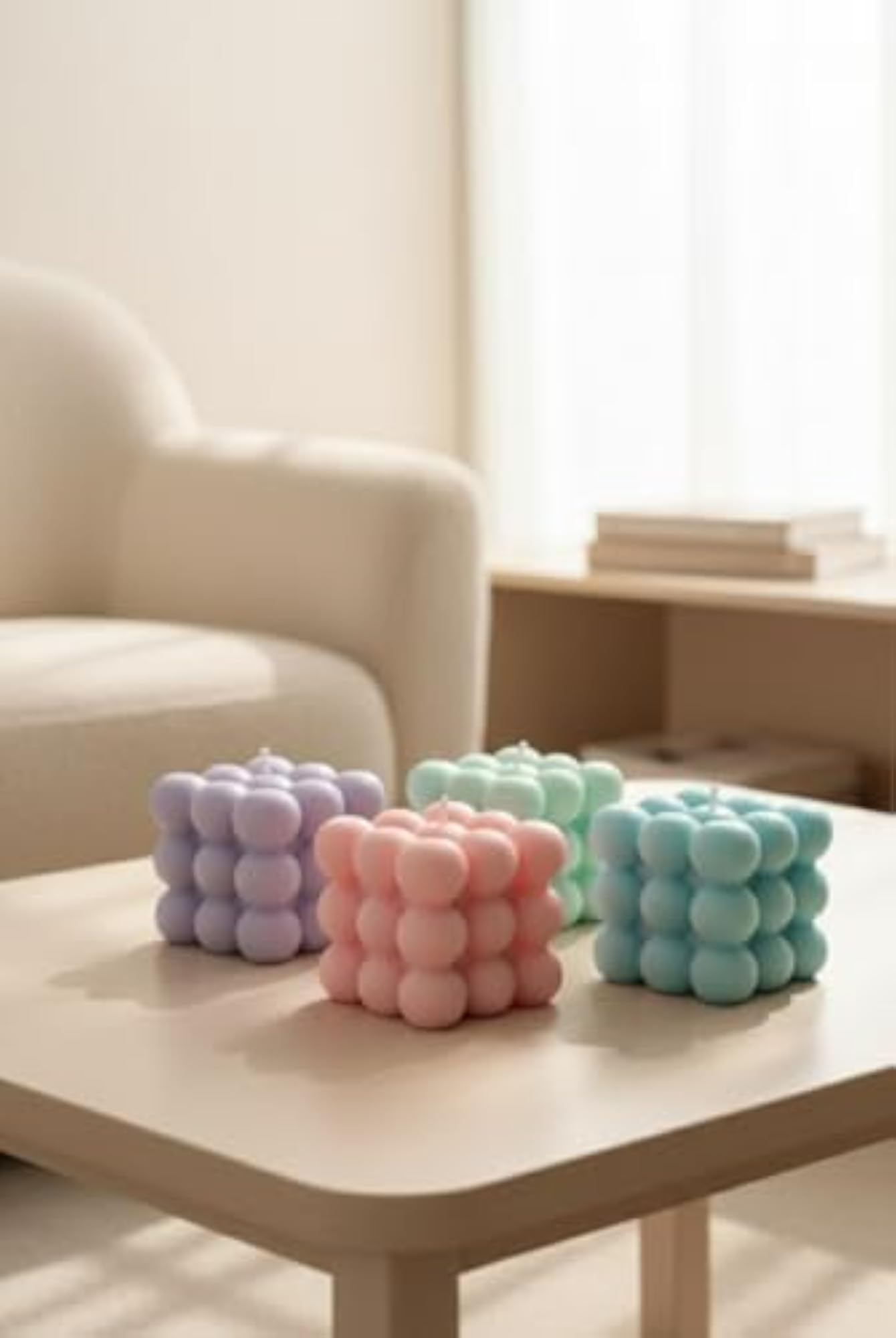 Decorative Bubble Cube Candles, Set of 2