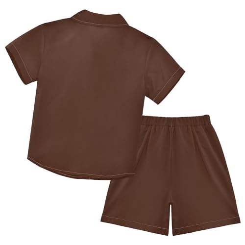 Image of 3T Toddler Boy Shorts Set Black Hawaiian Button Down Shirts Summer Outfits for Little Boy