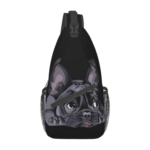 EujGvboU Borsa a tracolla con ritratto di bulldog francese, da donna, da uomo, casual, per escursionismo, con tracolla regolabile, Ritratto Bulldog Francese, 7.5 X 3.5 X 15.3 Inches