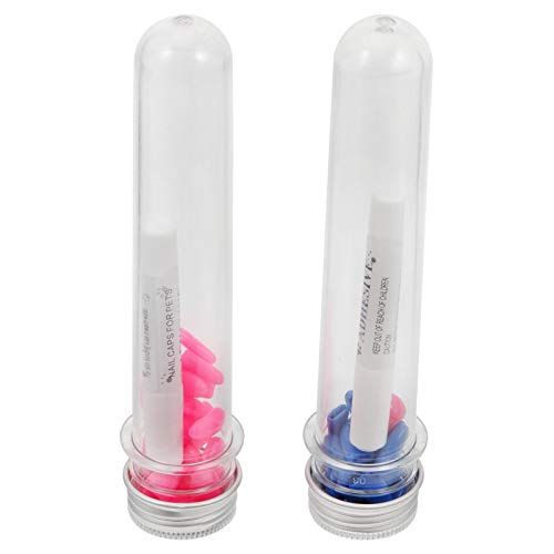Capa para unhas pet capa anti-arranhões anti-arranhões com cola (azul + rosa M)