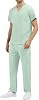 Set de scrub para hombre, top con cuello en V y 3 bolsillos, pantalón cargo, uniforme médico resistente a arrugas, set de scrub para hombre 4