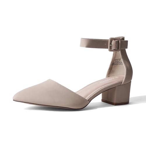 J. Adams Krista Heeled Sandal, Closed Toe Low Block Heels for Women, Wide Fit Dress Shoes for Teen Girls, Business Casual Short Heels, Closed Toe