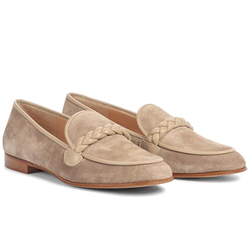 Image of MOOMMO Women Comfortable Suede Loafer Flats Round Closed Toe Slip On Penny Loafers Knitted Strap Oxford Loafer Shoes for Office Ladies Work Daily Casual Club Driver Flats Spring Elegant 4-11 M US