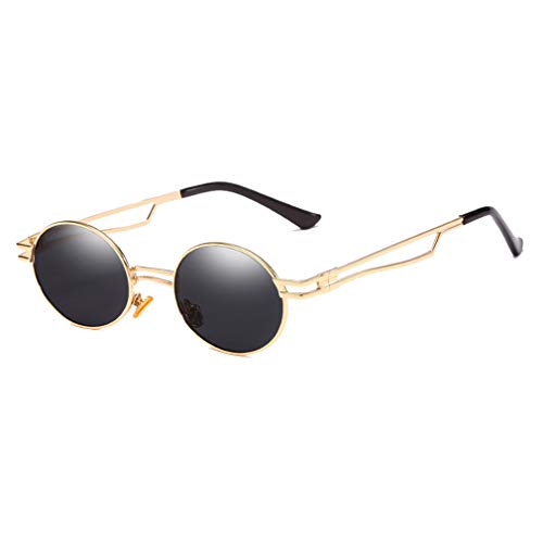 Yuandongxing Vintage Oval Metal Gótico Steampunk Gafas de sol Mujeres Hombres Gafas de sol retro Espejo Gafas UV400