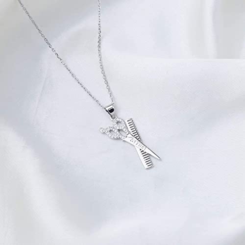 FUSTMW Hairstylist Gifts Scissor Necklace Comb Pendant Scissors Jewelry Stylist Cosmetology Student Hairdresser Gift