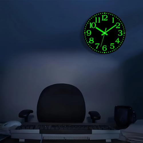 Horloge analogique phosphorescente AIENAI noire silencieuse