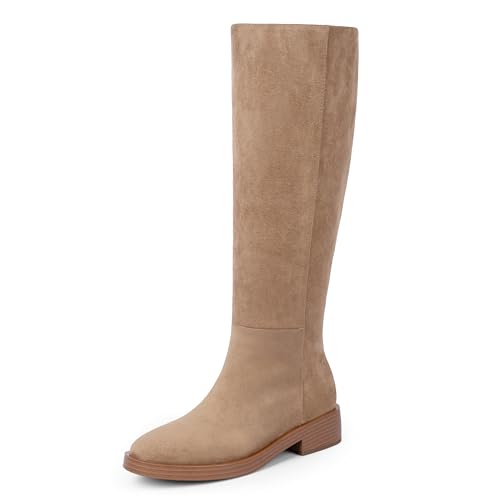 Image of Modatope Knee High Boots Women Round Toe Chunky Heel Fall Boots