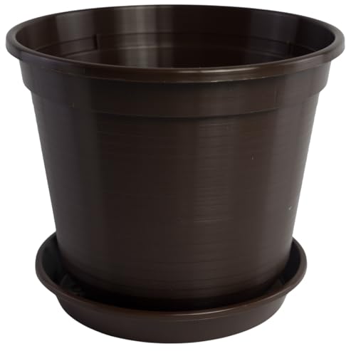 Blumentopf Standard mit Untersetzer in versch. Größen und Farben, Farbe:braun, Durchmesser:32 cm