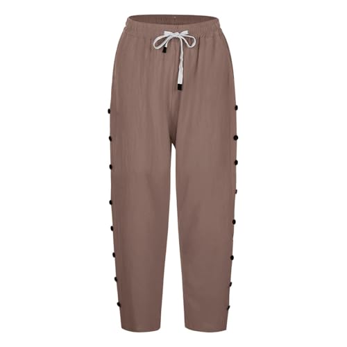 Striped Linen Pants Women Linen Capri Pants Lightweight Spring Summer Pant for Women Ladies Capris On3