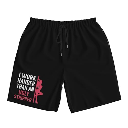 I Work Harder Than an Ugly Stripper Men's Quick-Dry Board Shorts 7