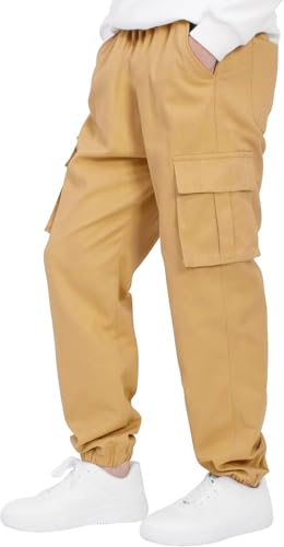 Image of ADBUCKS Boys' Cotton Cargo Joggers - Soft, Casual Pants with Pockets II Boy's Relaxed Cargo Joggers Pants for Boy