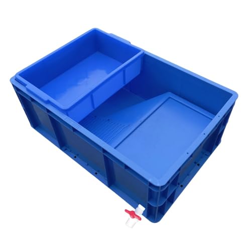 Hubiuyo カメ 水槽 亀 水槽 カメ ケージ ボックス カメ槽 大型 脱走防止 サイドの水替え 爬虫類繁殖ボッ 両生類用ボックス 飼育 ケース 爬虫類 水族館 中庭 繁殖/休憩/日向ぼっこ/水泳 (A(長さ80cm×幅40cm×高さ34cm),グレー