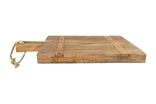 Tabla de cortar rectangular de madera de mango con asa de cuerda miniatura 6