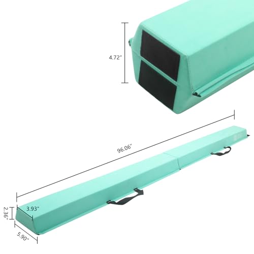 Modern-Depo Folding Foldable Gymnastics Balance Beam Equipment for Kids, Floor Beam Gymnastics for Home/Practice/Therapy, 8ft 8 FT 96" x 6" Non Slip Walking Beam, Light Green - Thumbnail 6