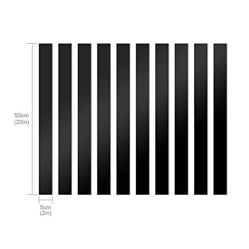 Image of EHKO Glass Mirror Tiles,2''X20'' Mirror Tiles Self Adhesive Stripe Wall Mirror Stickers Removable Long Acrylic Frameless Rectangular Mirror Sheets For Home Living Room Bedroom DIY Decor(10Pcs)(Black)
