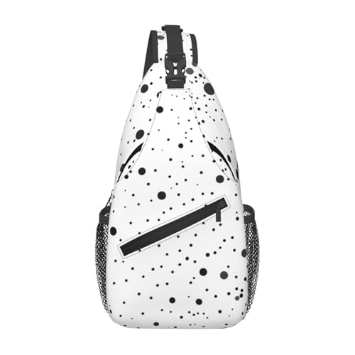 Black And White Dot Stylish Men'S Messenger Bag - Durable Polyester, Huge Capacity & Adjustable Strap