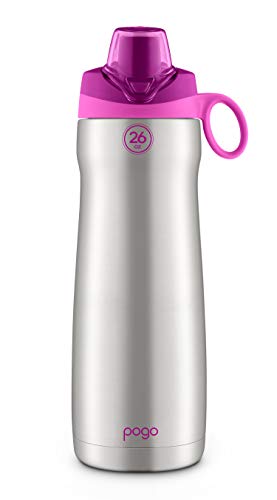 Pogo Vacuum Insulated Stainless Steel Water Bottle With Leak Proof Chug Lid And Silicone Carry Loop, Fuchsia, 26 Oz #TOP13