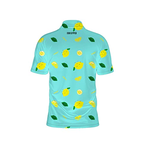 Image of Equipped Men's Printed Golf Premium Polo T-Shirt | Short Sleeve Dry Casual Regurlar Fit Collared Blue Summer Golf Tennis Shirt
