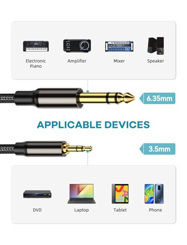 Cable de audio 3,5 mm a 6,35 mm VIOY de 5M con conectores de alta fidelidad 2