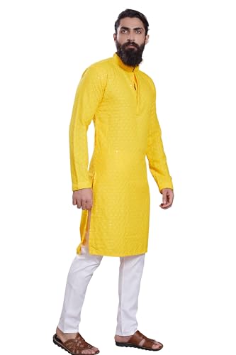 Image of DIVISIVE Men's Sequince Embroidered Cotton Blend Only Slim Fit Kurta