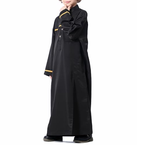 Boys Muslim Dress Kids Prayer Outfits Thobe Prayer Clothes Eid Outfits Long Sleeve Stand Collar Arabic Abaya Robe2
