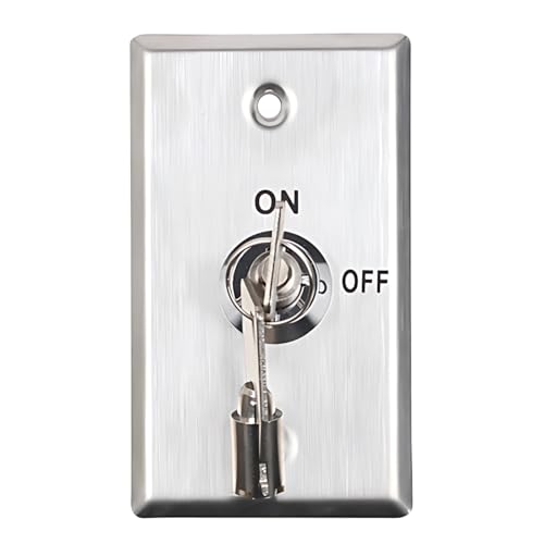 Key Lock Switch Panel Mount, Black Door Lock with Stainless Steel Cover, Includes 2 Keys, Compatible with All Access Control Systems